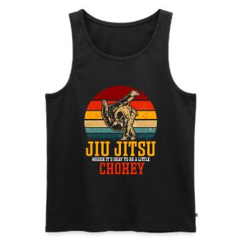 Jiu Jitsu Brésilien BJJ MMA Grappling - Débardeur bio Premium Homme - noir - Devant - AI Model Male 178 light (178cm)