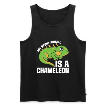 Caméléon Reptile Gardien de Zoo lézard Safari - Débardeur bio Premium Homme - noir - Devant - Michal (187cm)