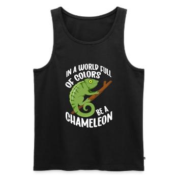 Caméléon Reptile Gardien de Zoo lézard Safari - Débardeur bio Premium Homme - noir - Devant - Michal (187cm)