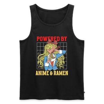 Powered By Anime & Ramen - Männer Premium Bio Tank Top - Schwarz - Vorne - Michal (187cm)