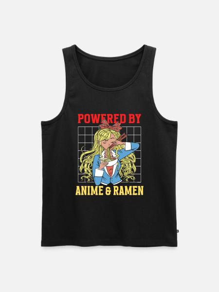Powered By Anime & Ramen - Men's Premium Organic Tank Top - black