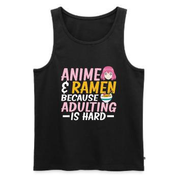 Ramen & Anime Because Adulting Is Hard - Männer Premium Bio Tank Top - Schwarz - Vorne - Michal (187cm)