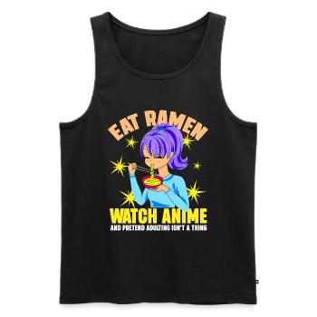 Eat Ramen Watch Anime - Men's Premium Organic Tank Top - black - Front - Michal (187cm)