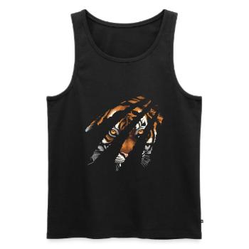 Oeil de tigre griffe Safari Zoo faune Animal - Débardeur bio Premium Homme - noir - Devant - Michal (187cm)