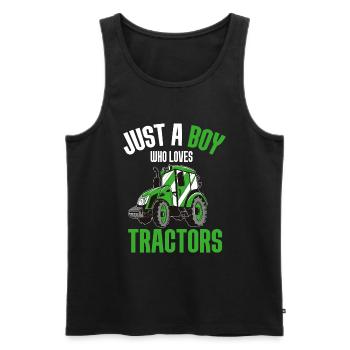 Tractor Boy Young Farmer Tractor Lover - Men's Premium Organic Tank Top - black - Front - Michal (187cm)