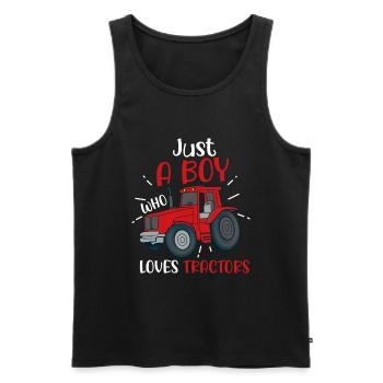 Tractor Boy Young Farmer Tractor Lover - Men's Premium Organic Tank Top - black - Front - Michal (187cm)
