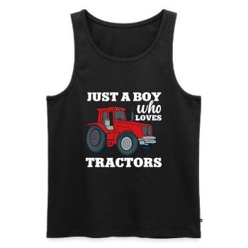 Tractor Boy Young Farmer Tractor Lover - Men's Premium Organic Tank Top - black - Front - Michal (187cm)