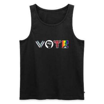 Voting Books Faustier Ovaries Lgtbq - Men's Premium Organic Tank Top - black - Front - AI Model Male 178 light (178cm)