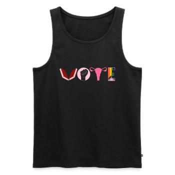 Voting Books Faustier Ovaries Lgtbq - Men's Premium Organic Tank Top - black - Front - AI Model Male 178 light (178cm)
