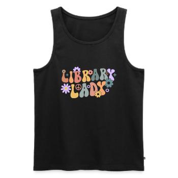 Groovy Reading Librarian Funny Library - Men's Premium Organic Tank Top - black - Front - AI Model Male 178 light (178cm)
