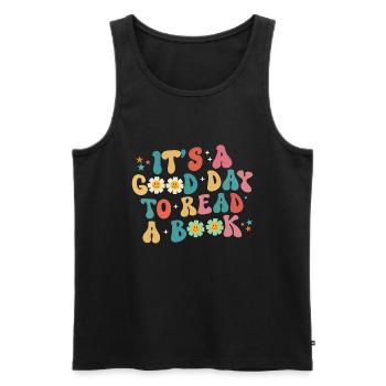 Groovy Reading Librarian Funny Library - Men's Premium Organic Tank Top - black - Front - AI Model Male 178 light (178cm)