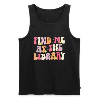 Groovy Reading Librarian Funny Library - Men's Premium Organic Tank Top - black - Front - AI Model Male 178 light (178cm)