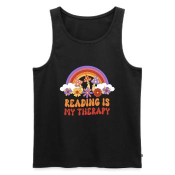 Groovy Reading Librarian Funny Library - Men's Premium Organic Tank Top - black - Front - AI Model Male 178 light (178cm)