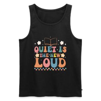Groovy Reading Librarian Funny Library - Men's Premium Organic Tank Top - black - Front - AI Model Male 178 light (178cm)