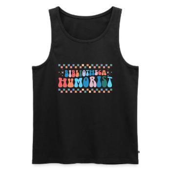 Groovy Reading Librarian Funny Library - Men's Premium Organic Tank Top - black - Front - AI Model Male 178 light (178cm)