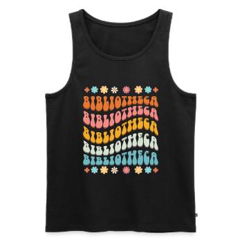 Groovy Reading Librarian Funny Library - Men's Premium Organic Tank Top - black - Front - AI Model Male 178 light (178cm)