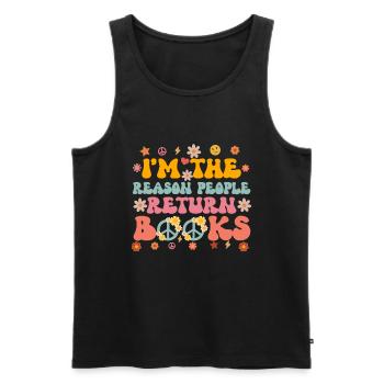 Groovy Reading Librarian Funny Library - Men's Premium Organic Tank Top - black - Front - AI Model Male 178 light (178cm)