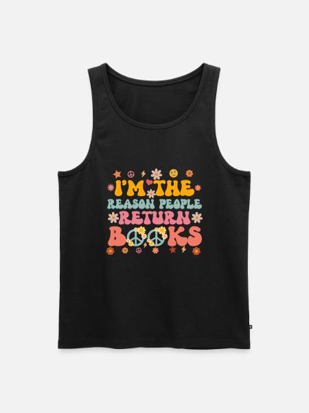 Groovy Reading Librarian Funny Library - Men's Premium Organic Tank Top - black