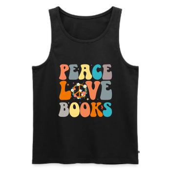Groovy Reading Librarian Funny Library - Men's Premium Organic Tank Top - black - Front - AI Model Male 178 light (178cm)