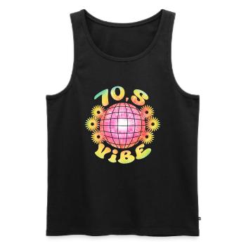 Disco Groovy Hippie des années 70 des années 80 Vintage Seventies - Débardeur bio Premium Homme - noir - Devant - AI Model Male 178 light (178cm)