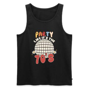 Disco Groovy Hippie des années 70 des années 80 Vintage Seventies - Débardeur bio Premium Homme - noir - Devant - AI Model Male 178 light (178cm)