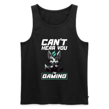 Can't Hear You I'm Gaming Wolf Video Games Gamer - Men's Premium Organic Tank Top - black - Front - Michal (187cm)