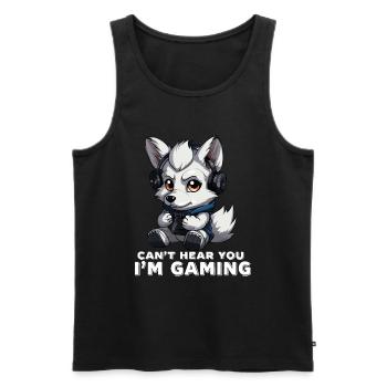 Can't Hear You I'm Gaming Wolf Video Games Gamer - Men's Premium Organic Tank Top - black - Front - Michal (187cm)