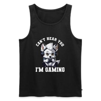 Can't Hear You I'm Gaming Wolf Video Games Gamer - Men's Premium Organic Tank Top - black - Front - Michal (187cm)