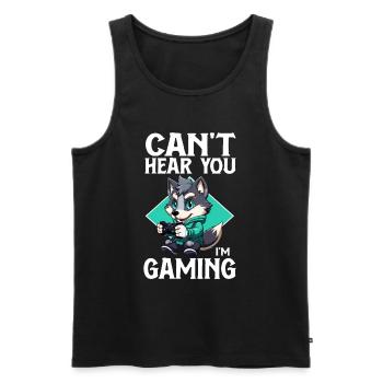 Can't Hear You I'm Gaming Wolf Video Games Gamer - Men's Premium Organic Tank Top - black - Front - Michal (187cm)