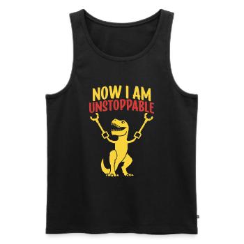 Rétro Maintenant je suis imparable Drôle T-Rex Dinosaure - Débardeur bio Premium Homme - noir - Devant - AI Model Male 178 light (178cm)