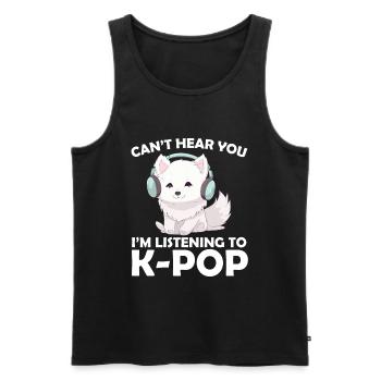 Je ne t’entends pas, j’écoute de la K-pop, Arctic Fox - Débardeur bio Premium Homme - noir - Devant - Michal (187cm)