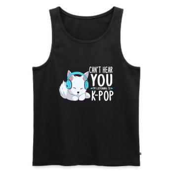 Je ne t’entends pas, j’écoute de la K-pop, Arctic Fox - Débardeur bio Premium Homme - noir - Devant - Michal (187cm)