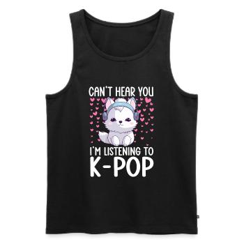 Je ne t’entends pas, j’écoute de la K-pop, Arctic Fox - Débardeur bio Premium Homme - noir - Devant - Michal (187cm)