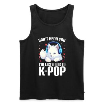 Je ne t’entends pas, j’écoute de la K-pop, Arctic Fox - Débardeur bio Premium Homme - noir - Devant - Michal (187cm)