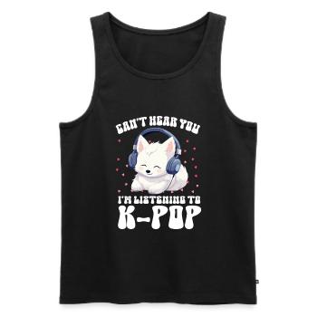 Je ne t’entends pas, j’écoute de la K-pop, Arctic Fox - Débardeur bio Premium Homme - noir - Devant - Michal (187cm)