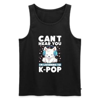 Je ne t’entends pas, j’écoute de la K-pop, Arctic Fox - Débardeur bio Premium Homme - noir - Devant - Michal (187cm)