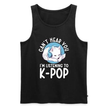 Je ne t’entends pas, j’écoute de la K-pop, Arctic Fox - Débardeur bio Premium Homme - noir - Devant - Michal (187cm)