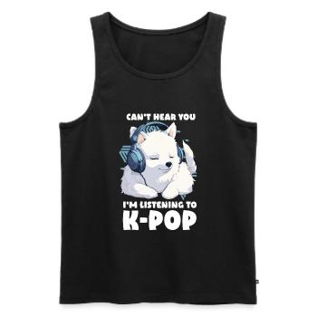 Je ne t’entends pas, j’écoute de la K-pop, Arctic Fox - Débardeur bio Premium Homme - noir - Devant - Michal (187cm)