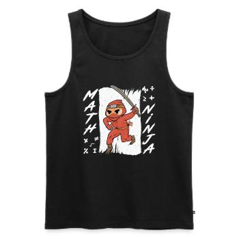 Drôle Math Ninja Mathématiques Geek Nombres - Débardeur bio Premium Homme - noir - Devant - Michal (187cm)