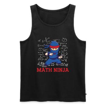 Drôle Math Ninja Mathématiques Geek Nombres - Débardeur bio Premium Homme - noir - Devant - Michal (187cm)