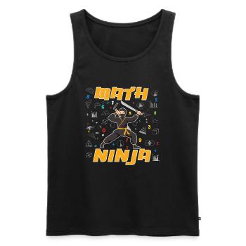 Drôle Math Ninja Mathématiques Geek Nombres - Débardeur bio Premium Homme - noir - Devant - Michal (187cm)