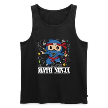 Drôle Math Ninja Mathématiques Geek Nombres - Débardeur bio Premium Homme - noir - Devant - Michal (187cm)