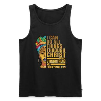 Je peux tout faire par Christ Afro-Américain - Débardeur bio Premium Homme - noir - Devant - Michal (187cm)