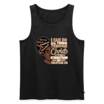 Je peux tout faire par Christ Afro-Américain - Débardeur bio Premium Homme - noir - Devant - Michal (187cm)