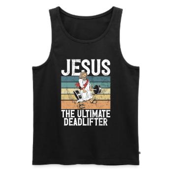 Jesus The Ultimate Deadlifter Christian Gym - Men's Premium Organic Tank Top - black - Front - Michal (187cm)