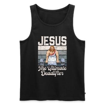 Jesus The Ultimate Deadlifter Christian Gym - Men's Premium Organic Tank Top - black - Front - Michal (187cm)