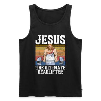 Jesus The Ultimate Deadlifter Christian Gym - Men's Premium Organic Tank Top - black - Front - Michal (187cm)