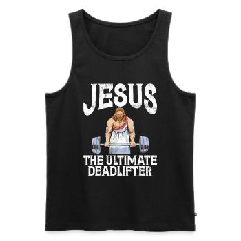 Jesus The Ultimate Deadlifter Christian Gym - Men's Premium Organic Tank Top - black - Front - Michal (187cm)