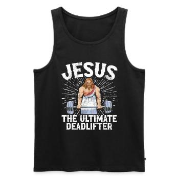 Jesus The Ultimate Deadlifter Christian Gym - Men's Premium Organic Tank Top - black - Front - Michal (187cm)