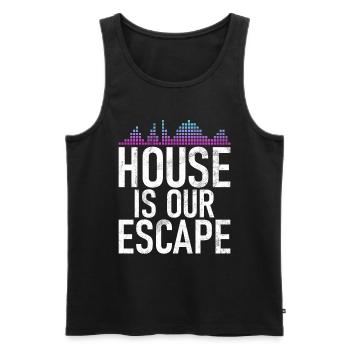 House Music, EDM, Rave, DJ, Electro, Deep House, Amoureux - Débardeur bio Premium Homme - noir - Devant - AI Model Male 178 light (178cm)